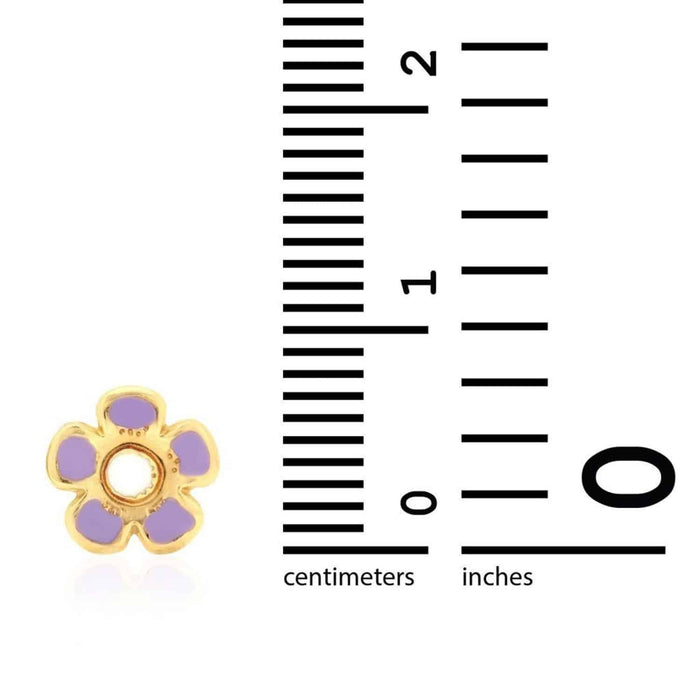 Kids 14K Gold White Pink Blue Green Red Purple Yellow Flower Stud Earrings