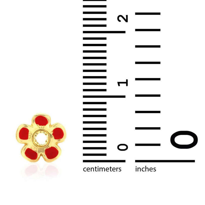 Kids 14K Gold White Pink Blue Green Red Purple Yellow Flower Stud Earrings