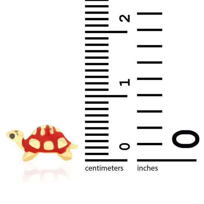 14K Yellow Gold Green Pink Red Blue Enamel Turtle Baby Screw Back Stud Earrings