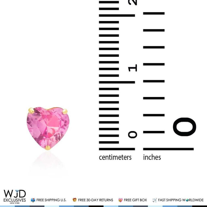 Real 14K Gold Solitaire Pink Topaz Shaped Screw back Stud Earrings