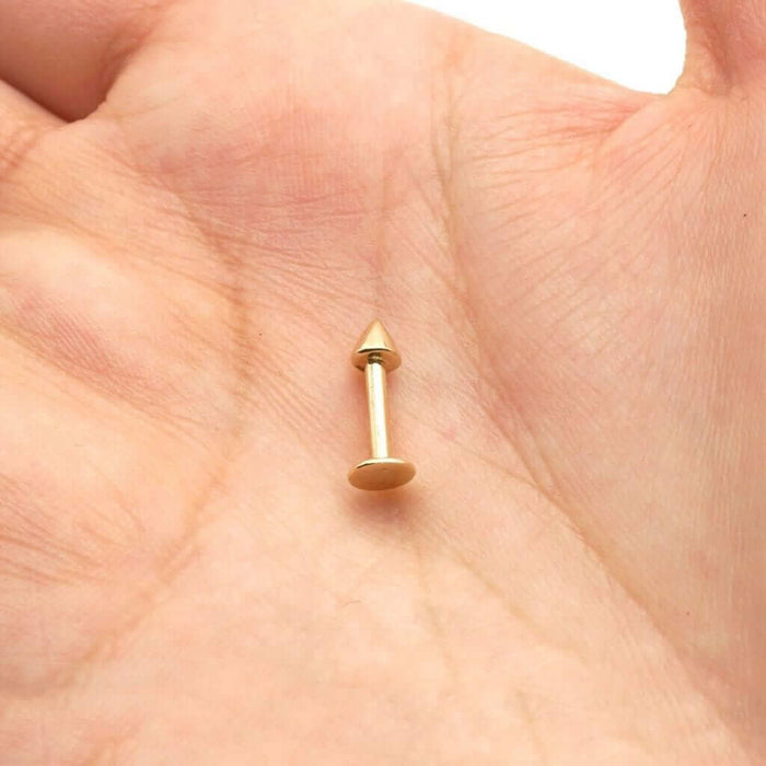 14K White Gold Piercing Spike Stud 14G Lip Ring