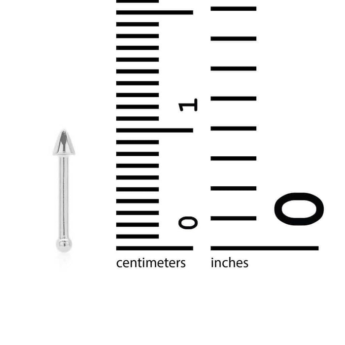 14K White Gold Spike Bar Stud Piercing Nose Bone Ring 20G
