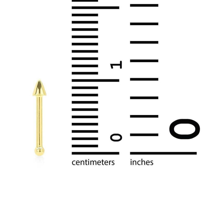 14K White Gold Spike Bar Stud Piercing Nose Bone Ring 20G