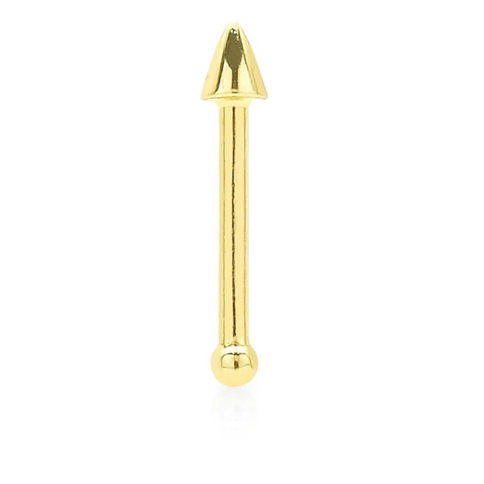 14K White Gold Spike Bar Stud Piercing Nose Bone Ring 20G