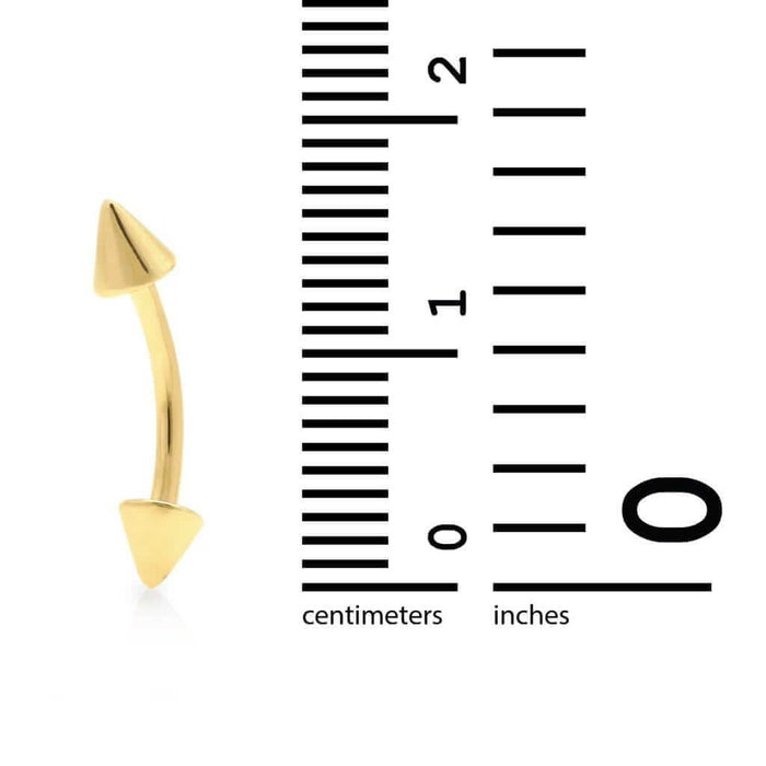 14K Real Gold White 4mm Spike Barbell Bar Piercing 16G Eyebrow Ring