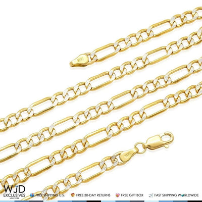 14K Yellow Gold 4.5mm Diamond-Cut Figaro Chain (Hollow) 18"- 24”