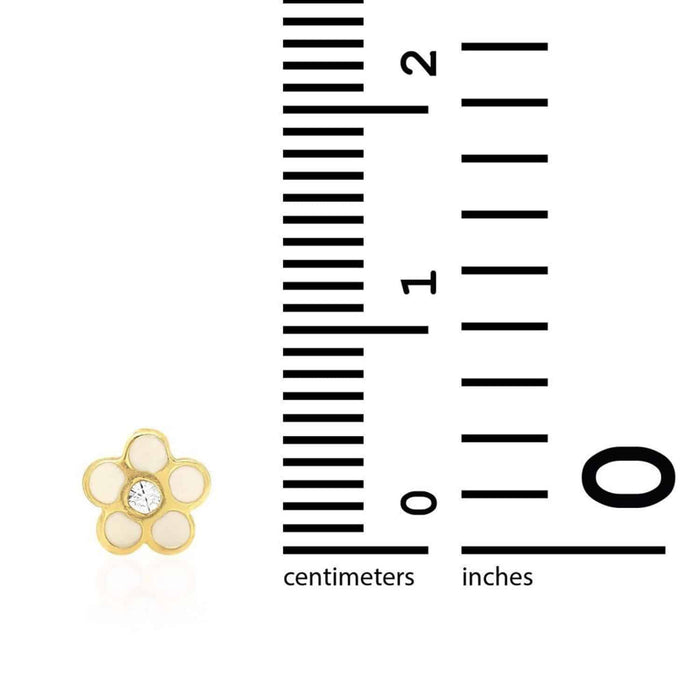 Kids 14K Gold Red Blue Green Pink Purple Yellow Zircon Flower Stud Earrings