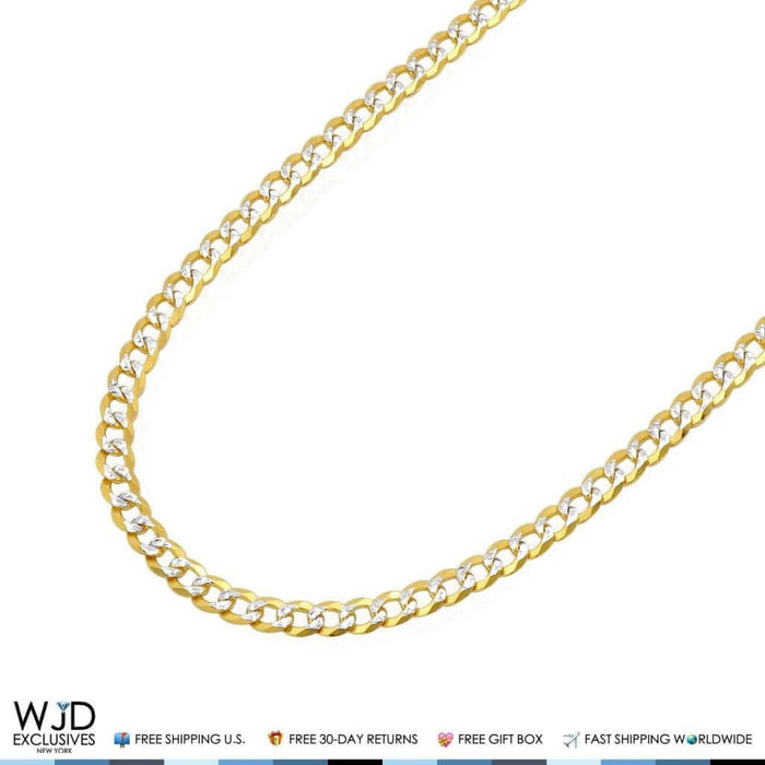 14K Yellow Gold 3mm Diamond-Cut Cuban Curb Chain (Solid Links) 26"