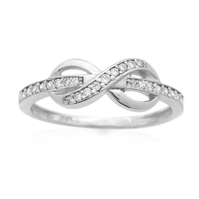14K Yellow Gold White 0.40Ct CZ Infinity Love Promise Ring