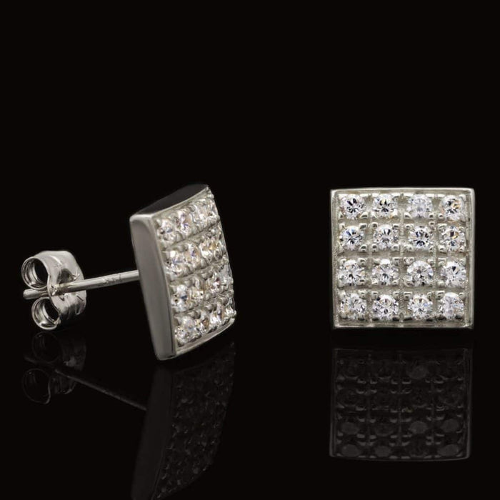 14K White Gold 0.75Ct CZ Composite Square Shape Stud Earrings