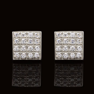 14K White Gold 0.75Ct CZ Composite Square Shape Stud Earrings