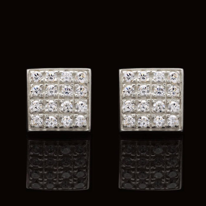 14K White Gold 0.75Ct CZ Composite Square Shape Stud Earrings