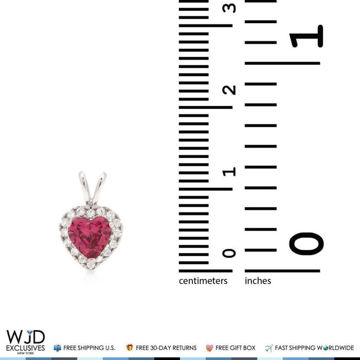 14K White Yellow Gold 2.20Ct CZ And Ruby Heart Shape Halo Pendant