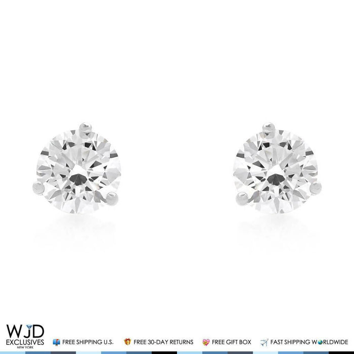 14K White Gold 4Ct CZ Round Solitaire Martini Stud Earrings 8mm