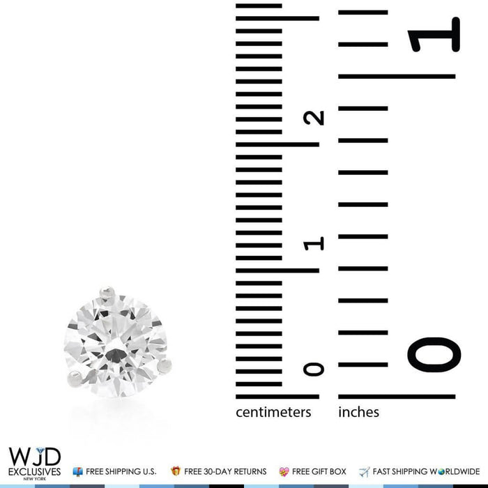 14K White Gold 4Ct CZ Round Solitaire Martini Stud Earrings 8mm