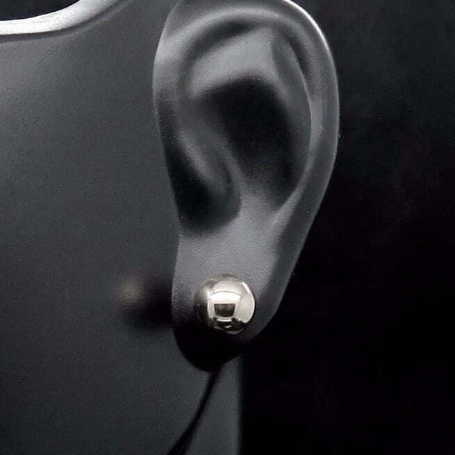 14K White Gold 6mm Ball Stud Earrings Push Back Post