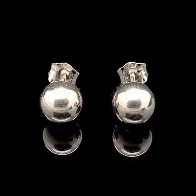14K White Gold 6mm Ball Stud Earrings Push Back Post