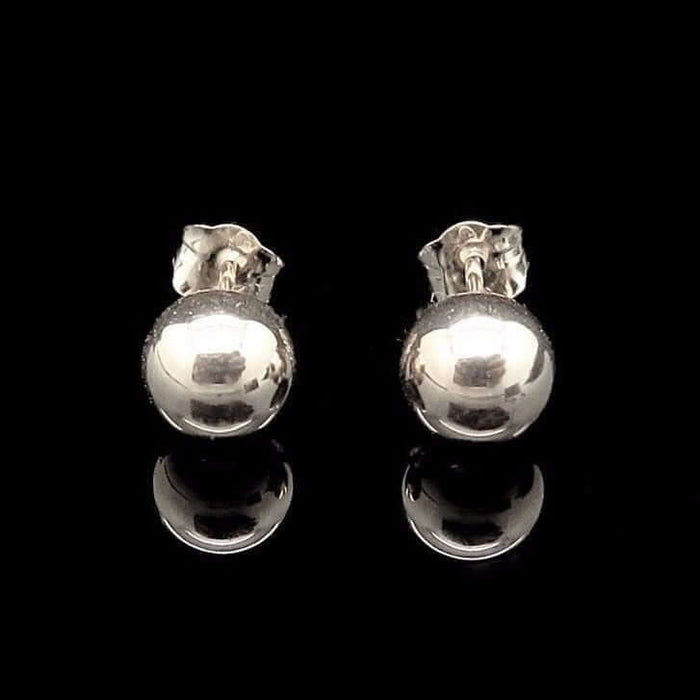 14K White Gold 6mm Ball Stud Earrings Push Back Post