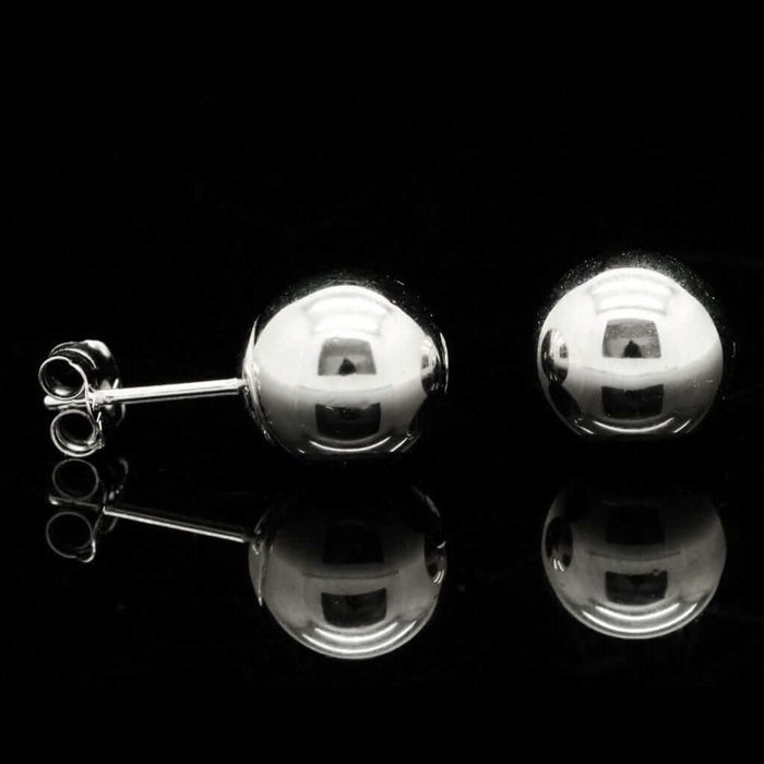 14K White Gold Ball Push Back 8mm Stud Earrings