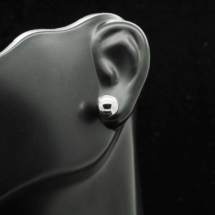 14K White Gold Ball Push Back 8mm Stud Earrings