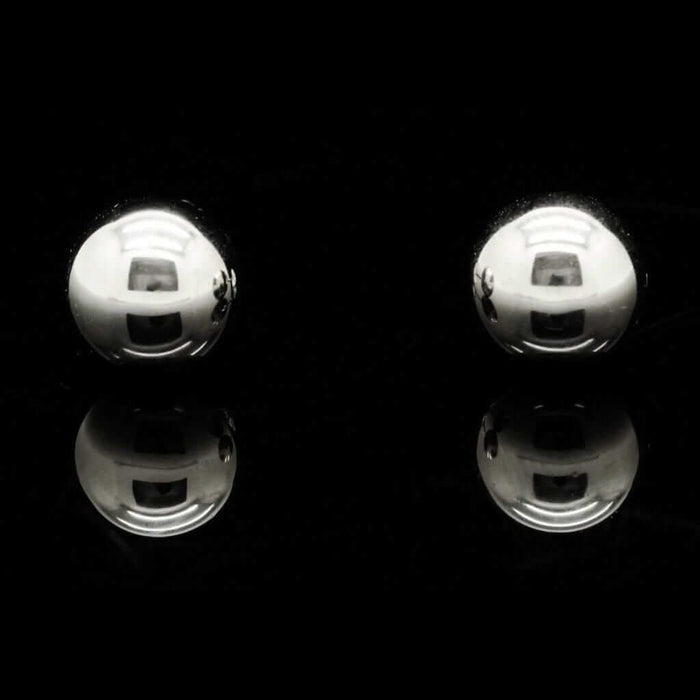 14K White Gold Ball Push Back 8 mm Stud Earrings