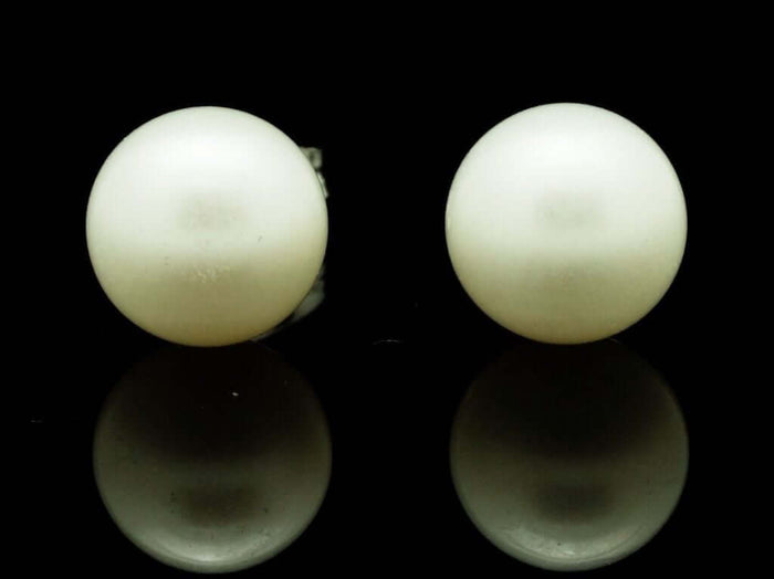 14K White Gold 7mm Cultured White Pearl Stud Earrings