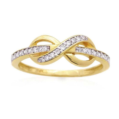 14K Yellow Gold White 0.40Ct CZ Infinity Love Promise Ring