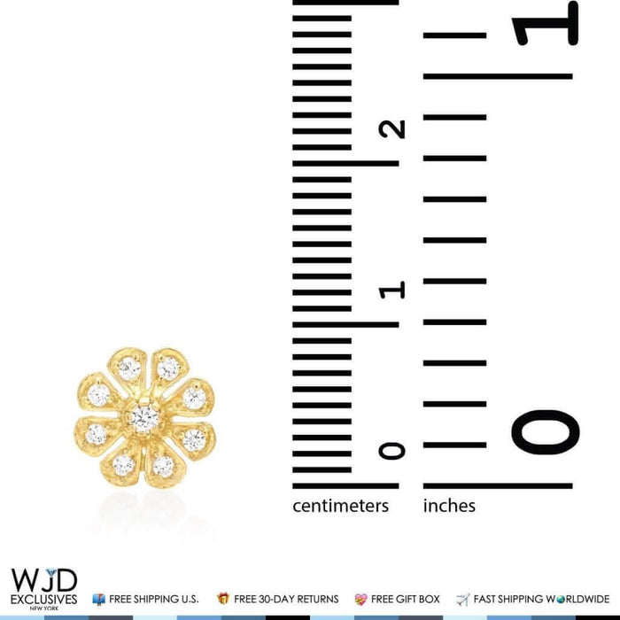 14K Yellow Gold 0.40Ct Round CZ Flower Cluster Stud Earrings 8mm