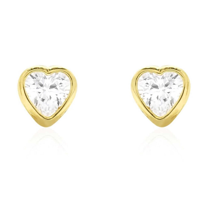 14K Yellow Gold 0.50Ct CZ Shaped Bezel Stud Earrings 4mm