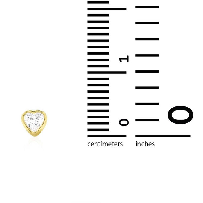 14K Yellow Gold 0.50Ct CZ Shaped Bezel Stud Earrings 4mm