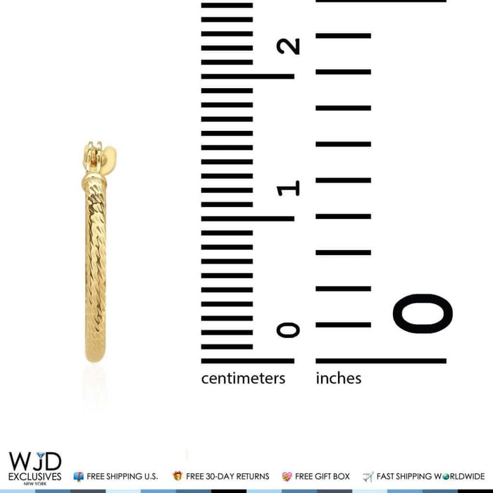 14K Yellow Gold 14mm Diameter Snap Closure Twisted Rope Style Hoop Earrings