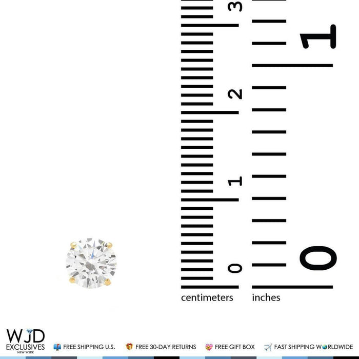 14K Yellow Gold 1Ct Round CZ Stud Screw Back Earrings 5mm