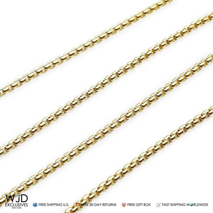 14K Yellow Gold 2.3mm Round Box Chain (Solid Links) 18"-30"