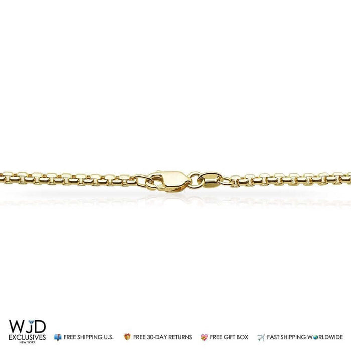 14K Yellow Gold 2.3mm Round Box Chain (Solid Links) 18"-30"