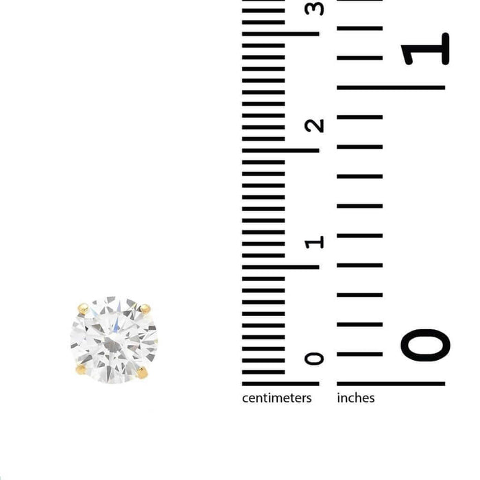 14K Yellow Gold 2.5Ct CZ Round Screw Back Stud Earrings 7mm