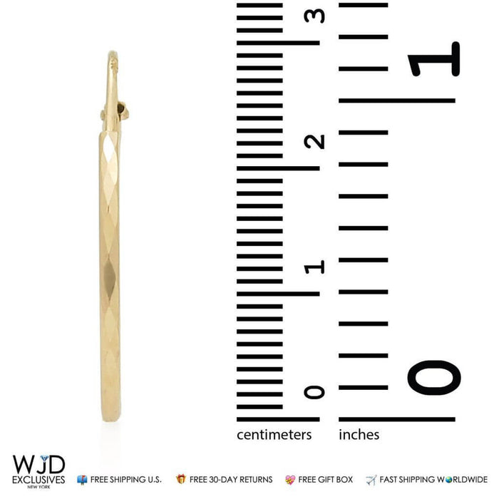 14K Yellow Gold 2mm Thick Diamond-Cut Hoop Earrings 1"