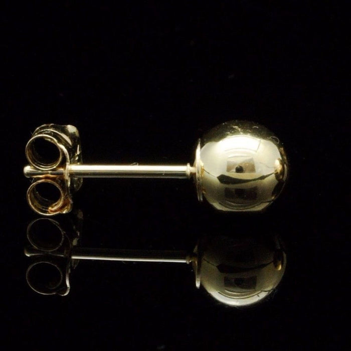 14K Yellow Gold 5mm Ball Push Back Stud Earrings