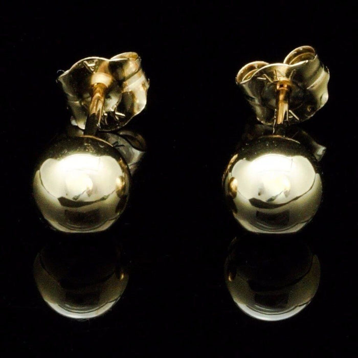 14K Yellow Gold 5mm Ball Push Back Stud Earrings