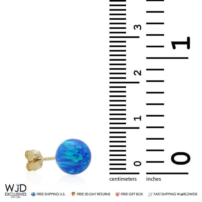 14k Yellow Gold 7mm Fire Opal Ball Stud Push Back Earrings