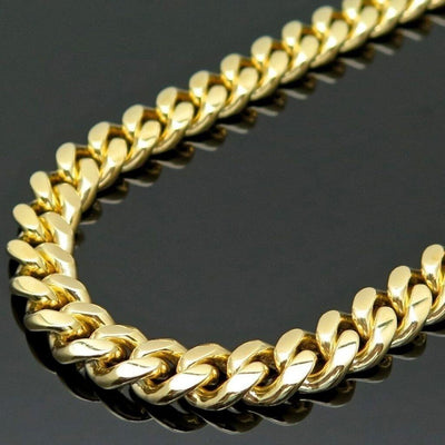 14K Gold Over Sterling Silver 10mm Miami Cuban Chain Box Clasp (Solid Links) 34"