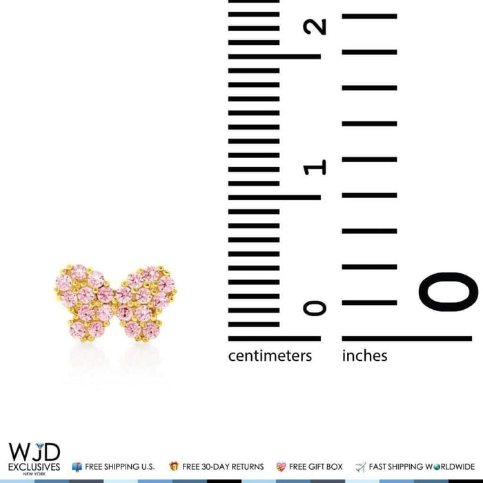 14k Yellow Gold Birthstone Butterfly Screw Back Stud Earrings