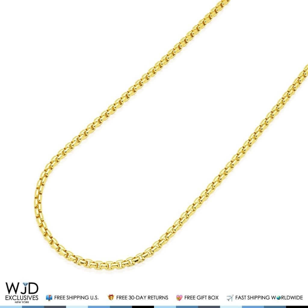 14K Yellow Gold 3mm Round Box Chain (Solid Links) 26"