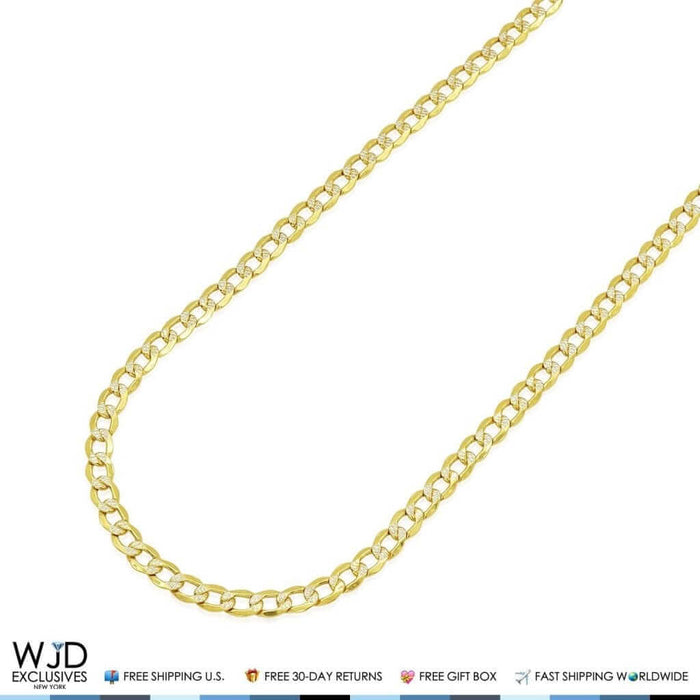 14K Yellow Gold 4mm Diamond-Cut Cuban Chain (Hollow) 20"