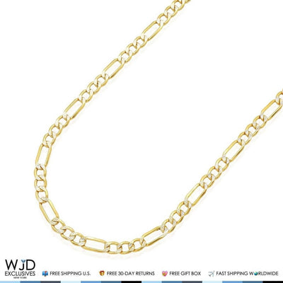 14K Yellow Gold 5mm Diamond-Cut Figaro Chain (Hollow) 24"