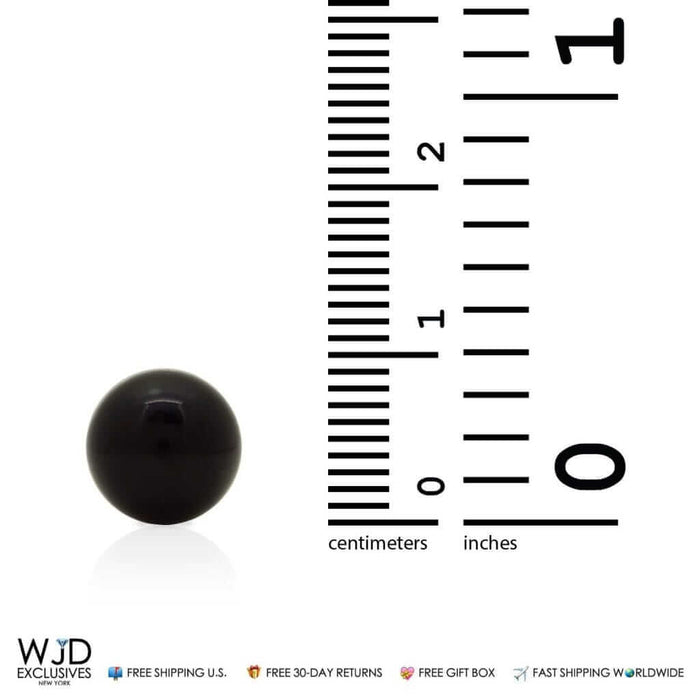 14k Real Yellow Gold Black Onyx Push back Ball Stud Earrings 9mm