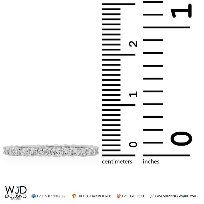 14k Gold White 1Ct Round-Cut CZ Eternity Ring
