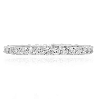 14k Gold White 1Ct Round-Cut CZ Eternity Ring