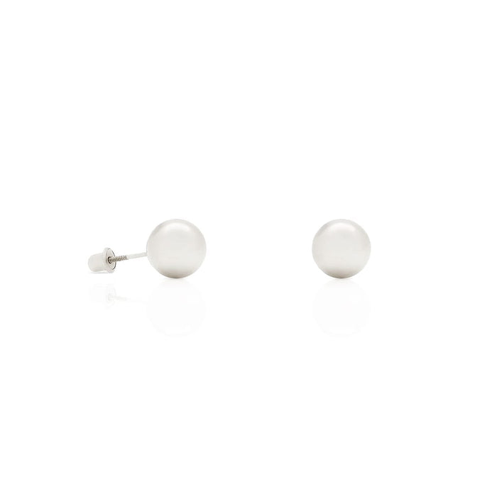 14k White Gold 7mm Ball Stud Screw Back Earrings