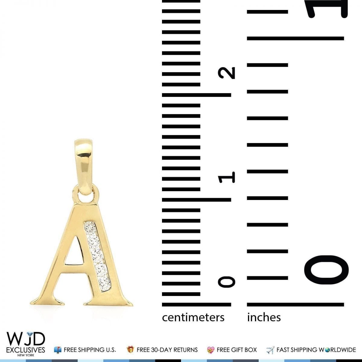 14K Yellow Gold 0.20CTW CZ Initial A-Z Charm Pendant