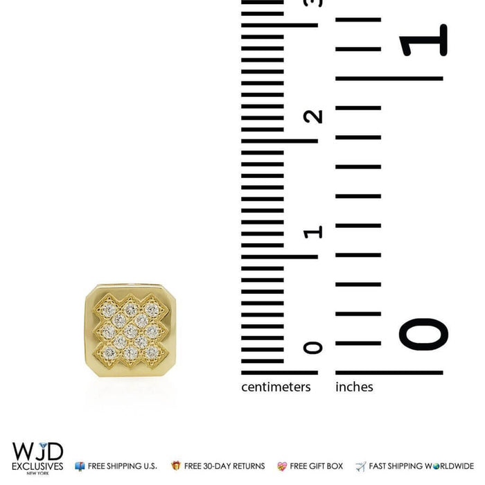 0.60CTW CZ 14k Yellow Gold Square Shaped Stud Earrings 7.5mm